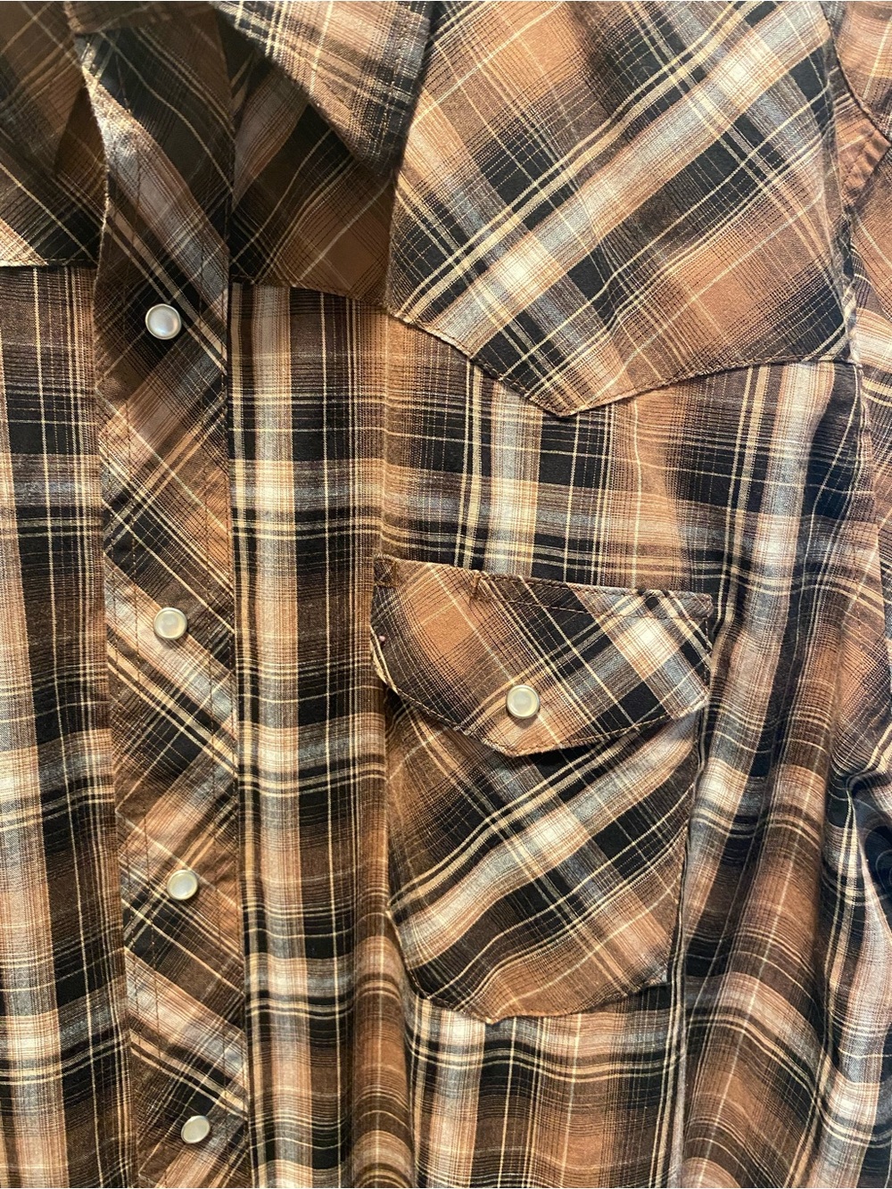 Wrangler Brown Plaid Short Sleeve Western Shirt 2X Like New - Picture 2 of 5